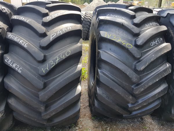 2x Opona używana rolnicza 750/65R26 28LR26 ALLIANCE A-360; 2900zł W3740